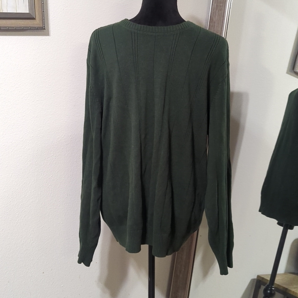 John Ashford Mens Sweater Green Casual Knit Crew Neck Pullover